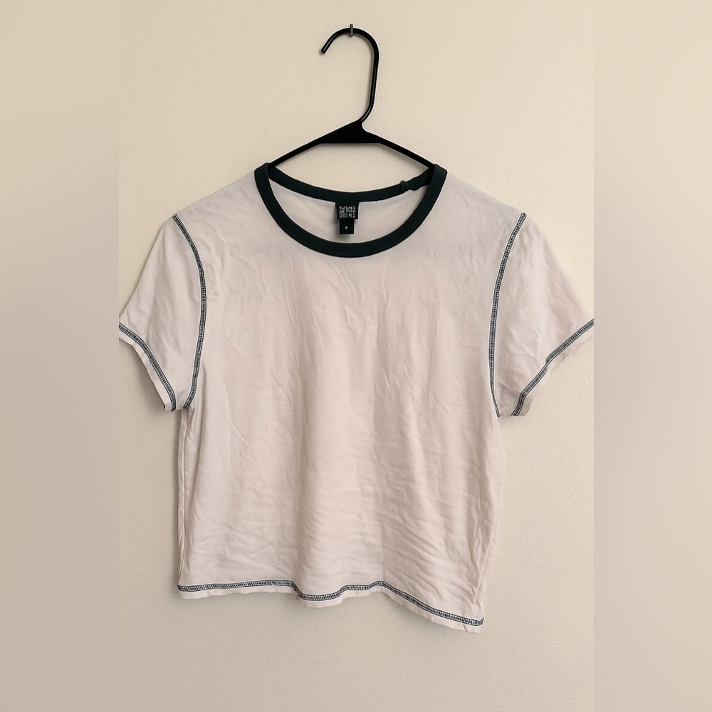 Wild Fable White Ringer Tee T-Shirt Size Small 100% Cotton